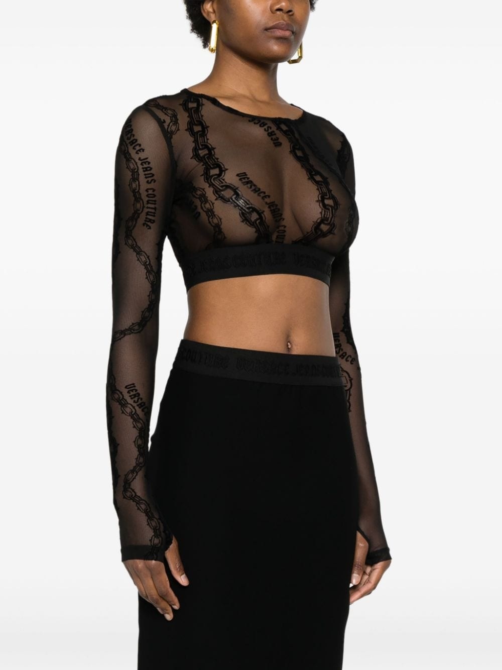 Chain Couture-flocked top - 3