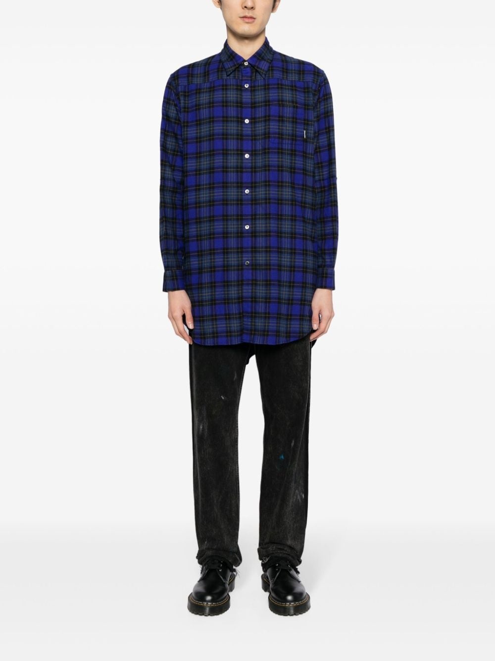 checkered ruched cotton shirt - 2