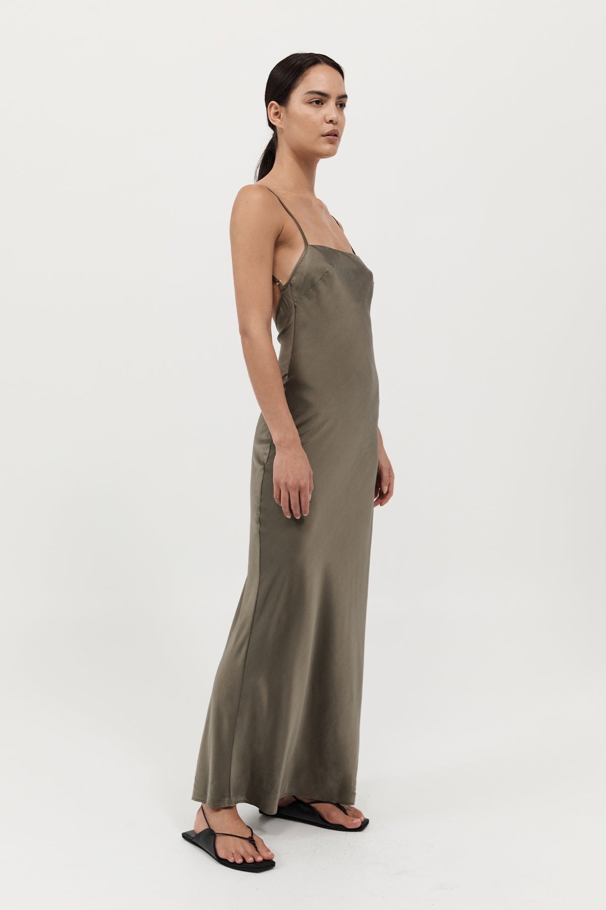 Low Back Slip Dress - Kelp - 3