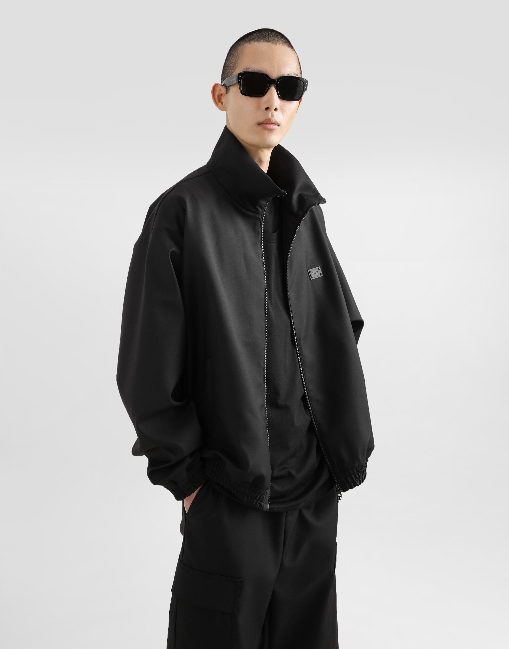 Wool jacket with a high neck and tag - 4