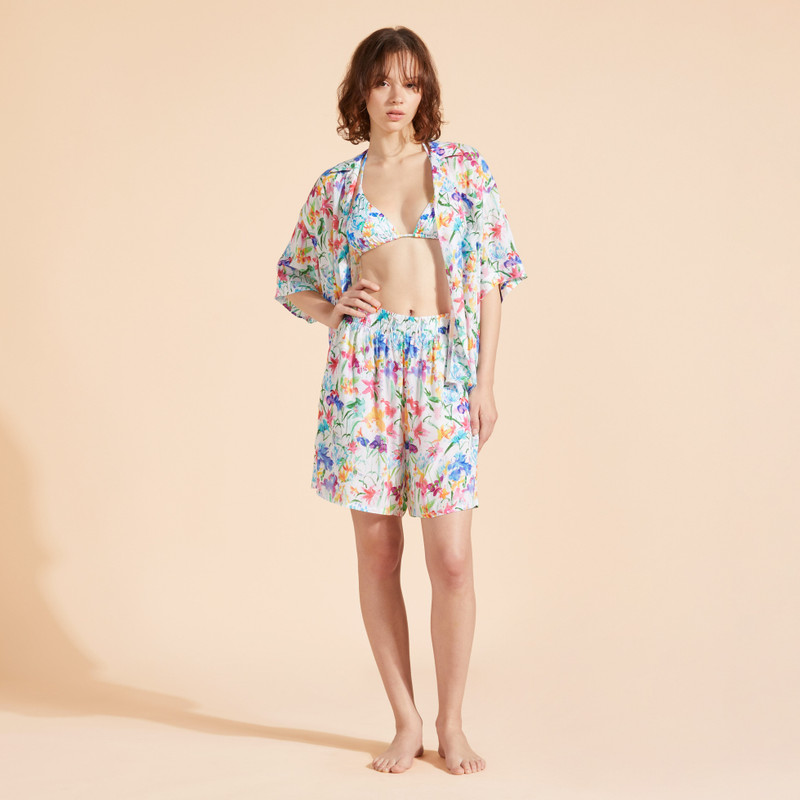 Vilebrequin Women Viscose Bowling Shirt Happy Flowers outlook