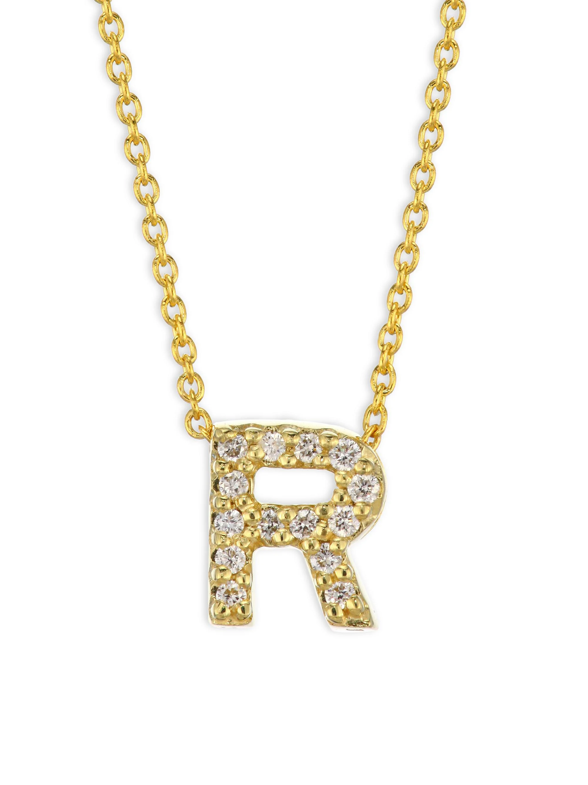 Women's Tiny Treasures Diamond & 18K Yellow Gold Initial Necklace - Initial R - 1