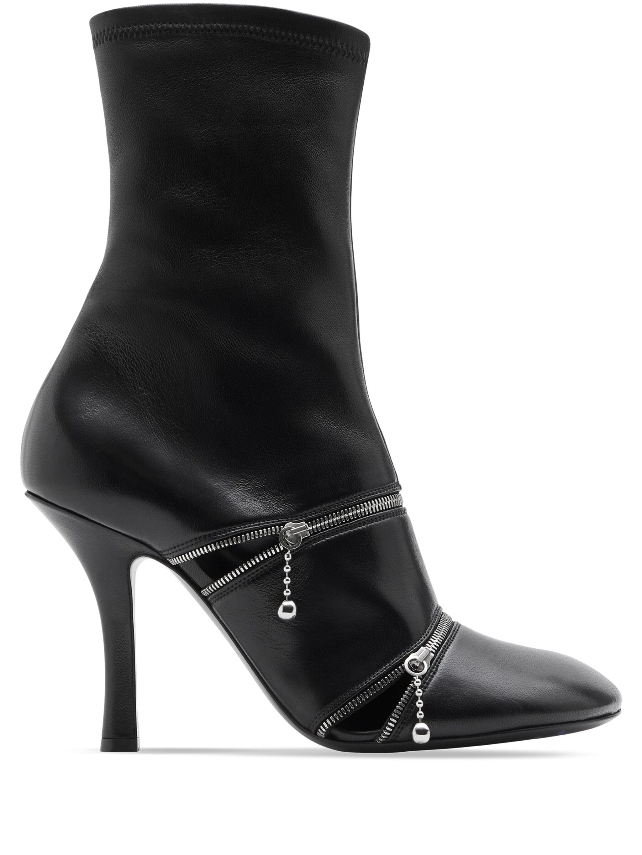 PEEP LEATHER ANKLE BOOTS - 1