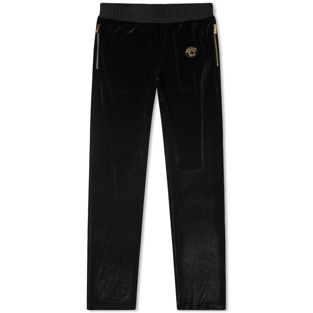 Versace Embroidered Medusa Velour Track Pant - 1