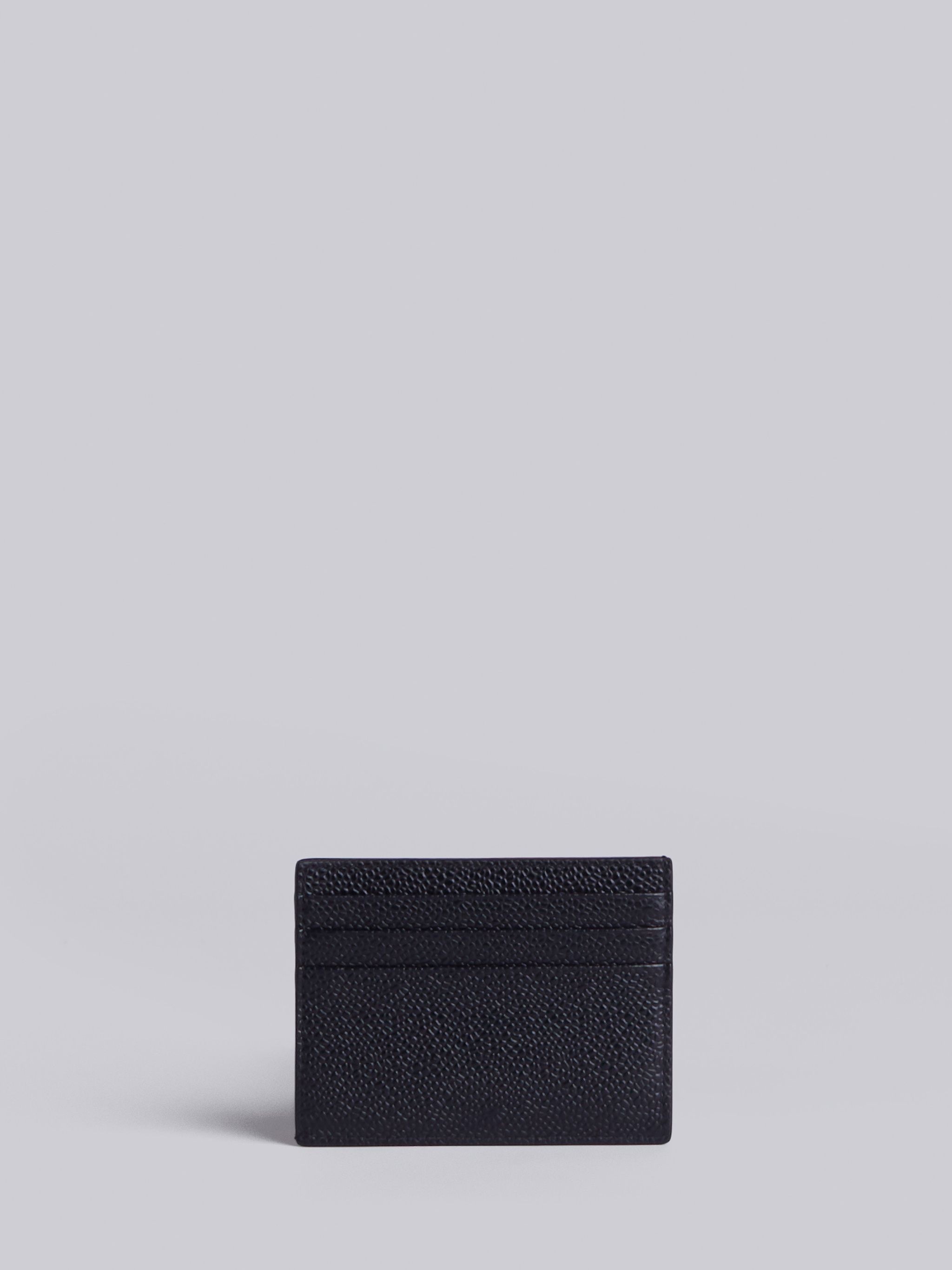 Card Holder With Note Compartment In Black Pebble Grain - 3