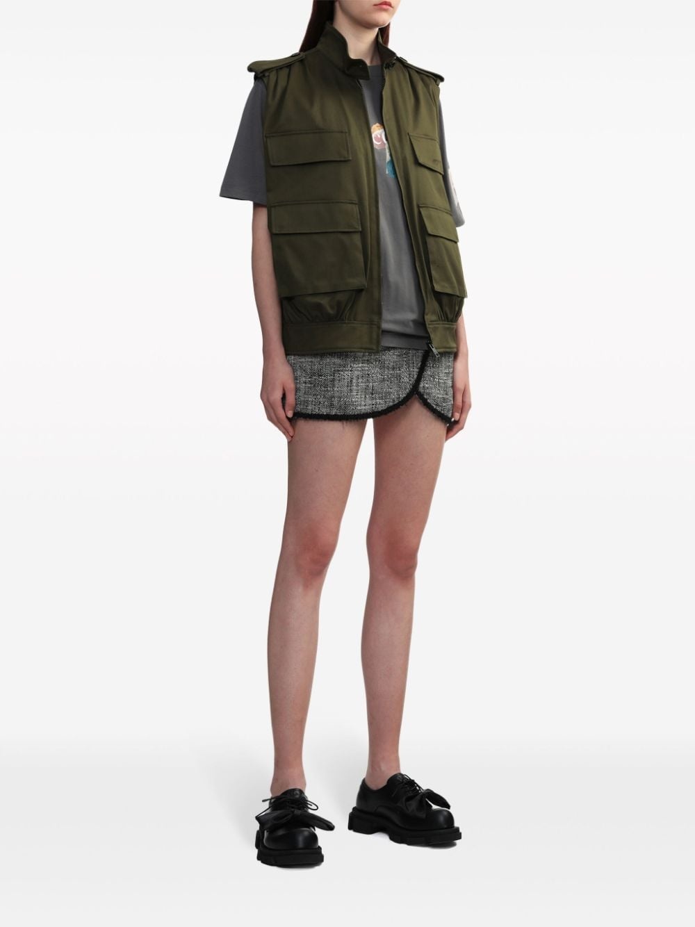 logo-embroidered cotton gilet - 2