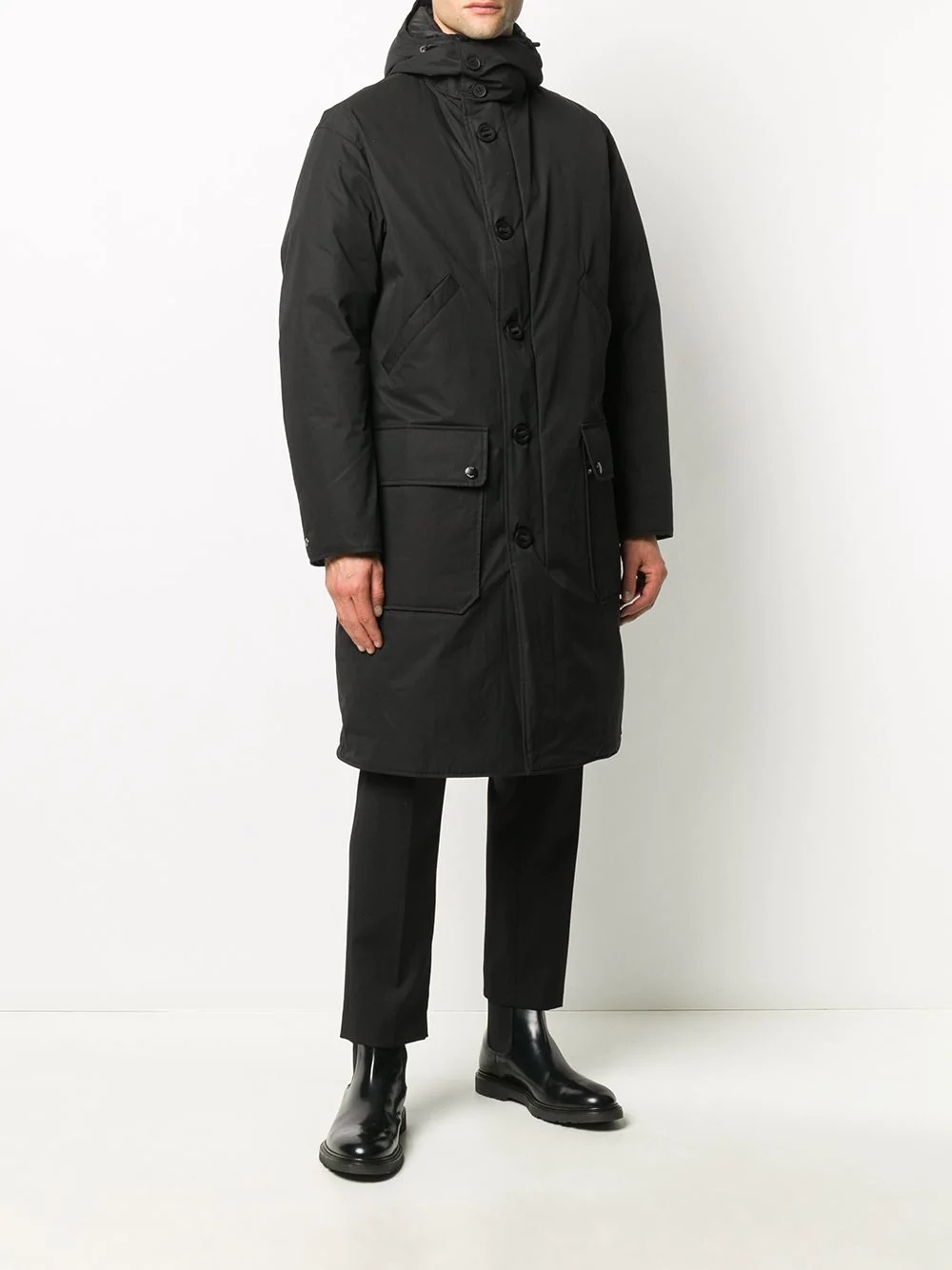 button-down parka coat - 3