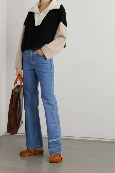 JW Anderson Cropped color-block wool and cashmere-blend sweater outlook