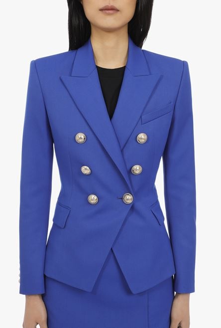 “Gitane” blue cotton blazer with double-breasted gold-tone buttoned closure - 5