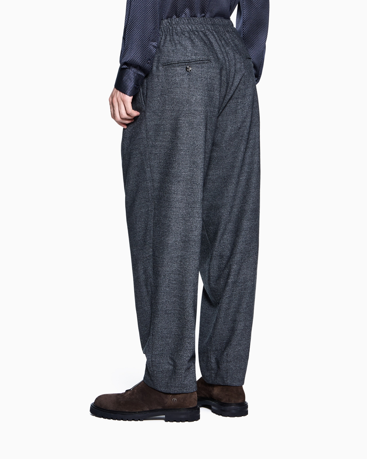 SINGLE-PLEAT TROUSERS IN DENIM-EFFECT VIRGIN-WOOL - 3