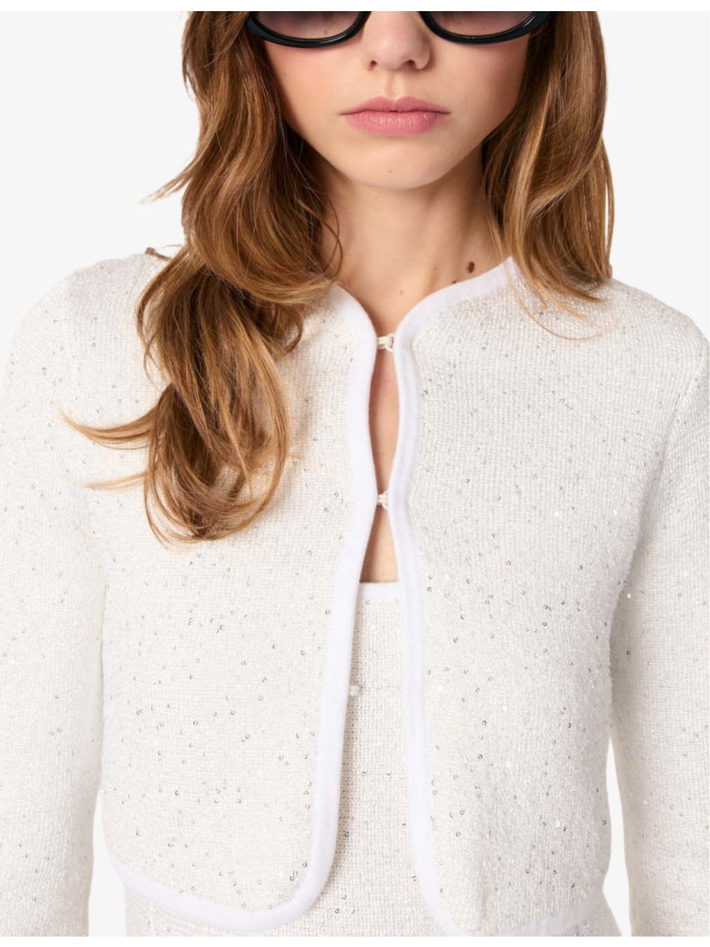 Sequin-embellished cropped cotton-blend cardigan - 5