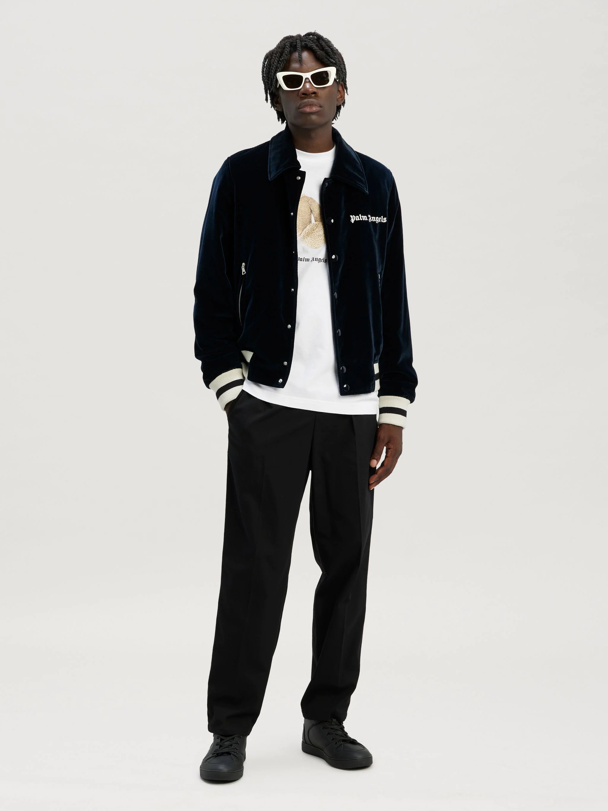 Buy Palm Angels Sunday Baseball Jacket 'Indigo/Off White