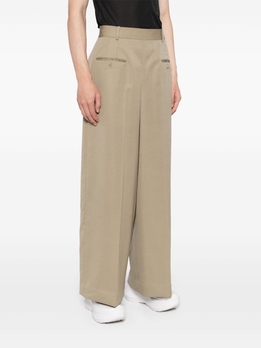 wide-leg wool trousers - 3
