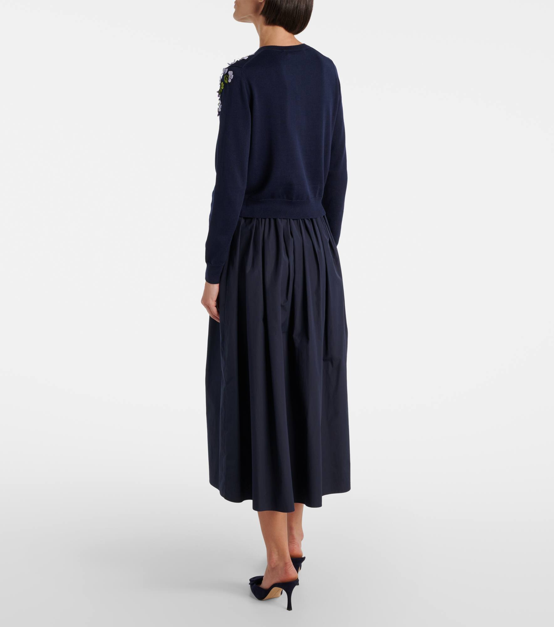 Embroidered silk and cotton cardigan - 3