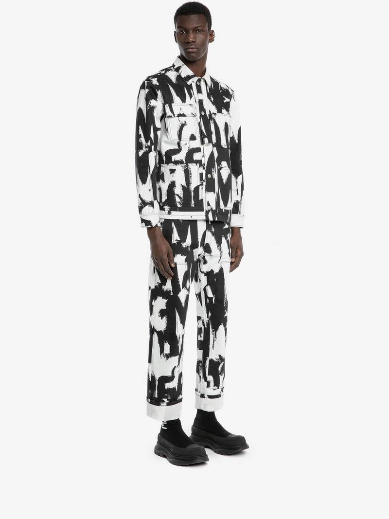 Mcqueen Graffiti Workwear Jacket in White/black 3