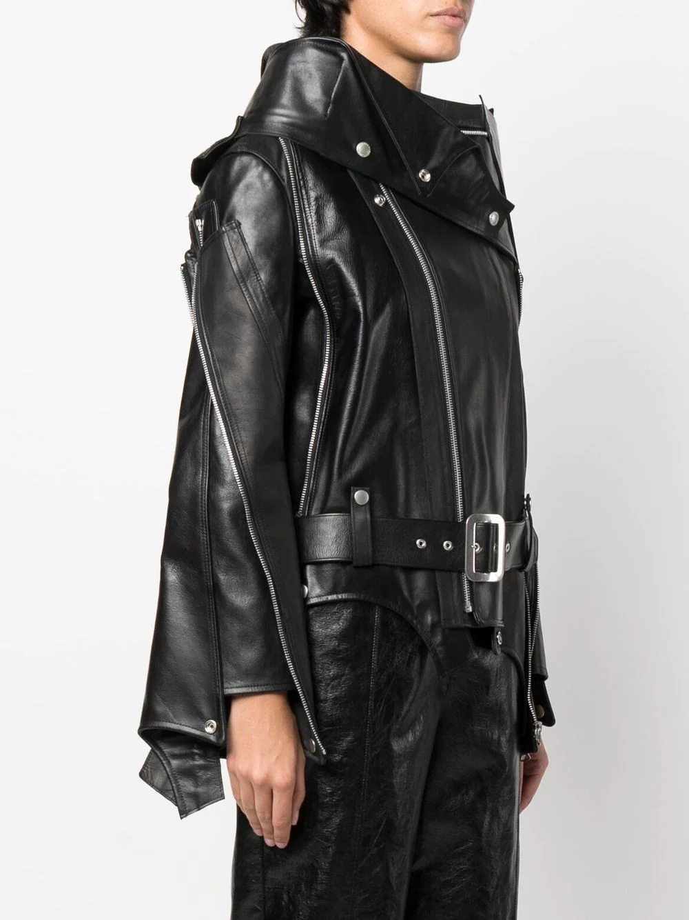 belted leather jacket - 3