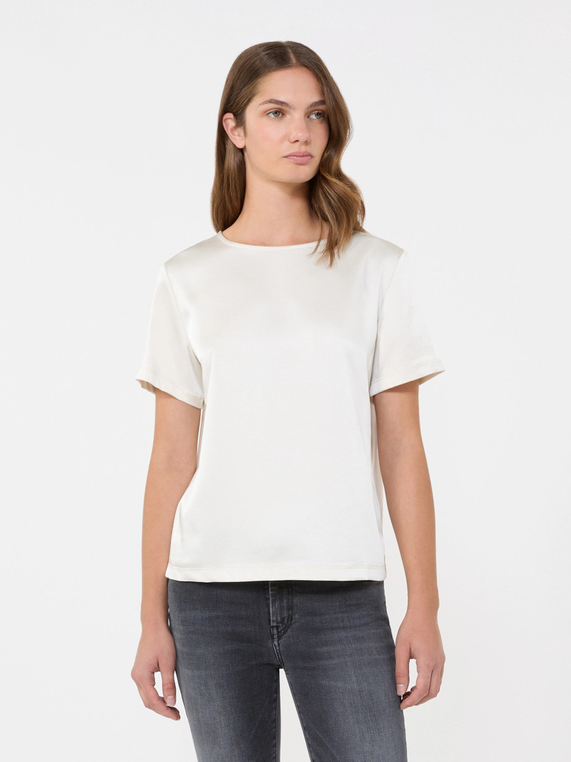 ZONA Satin and jersey T-shirt - ECRU 3