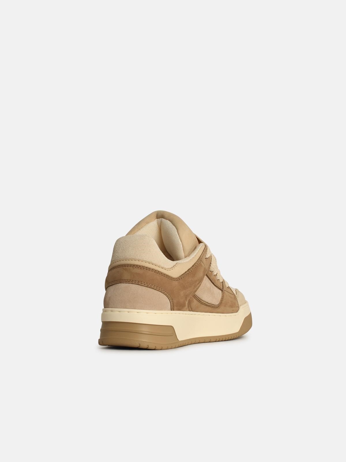 'H667' BEIGE LEATHER SNEAKERS - 3