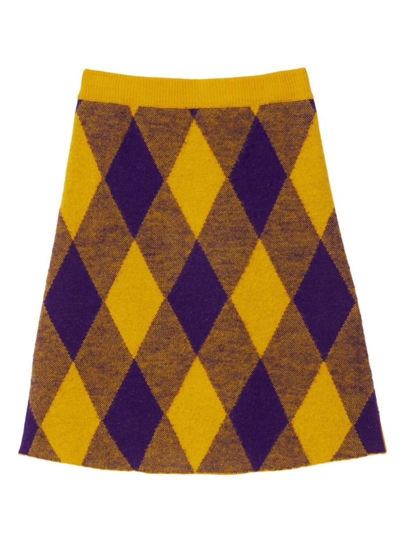 Argyle check-pattern knitted skirt 6