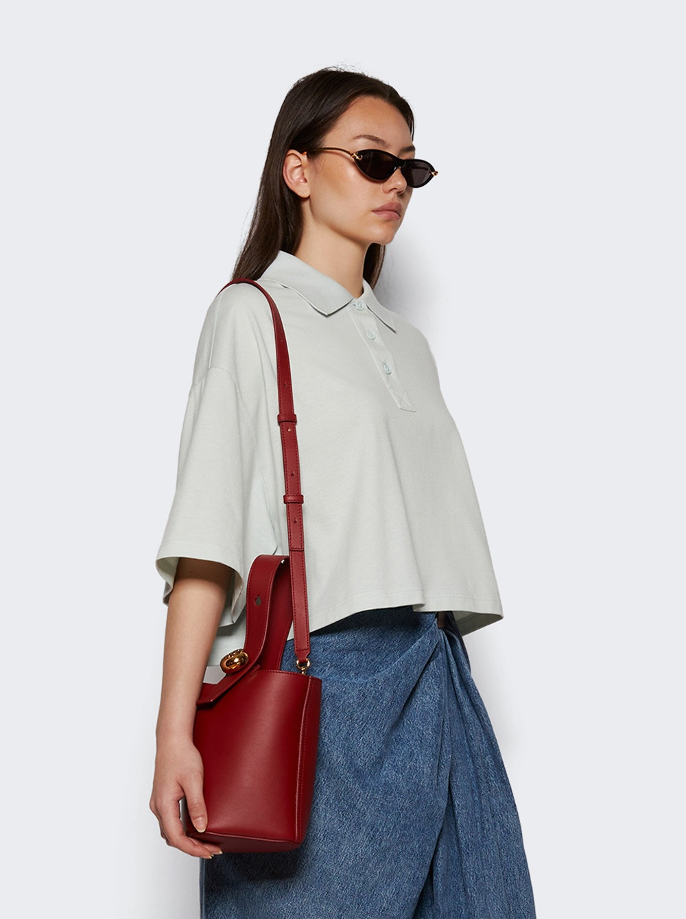 Mini Pebble Bucket Bag Burnt Red - 2