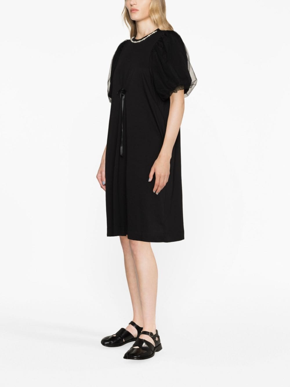 pearl-embellished tulle T-shirt dress - 3