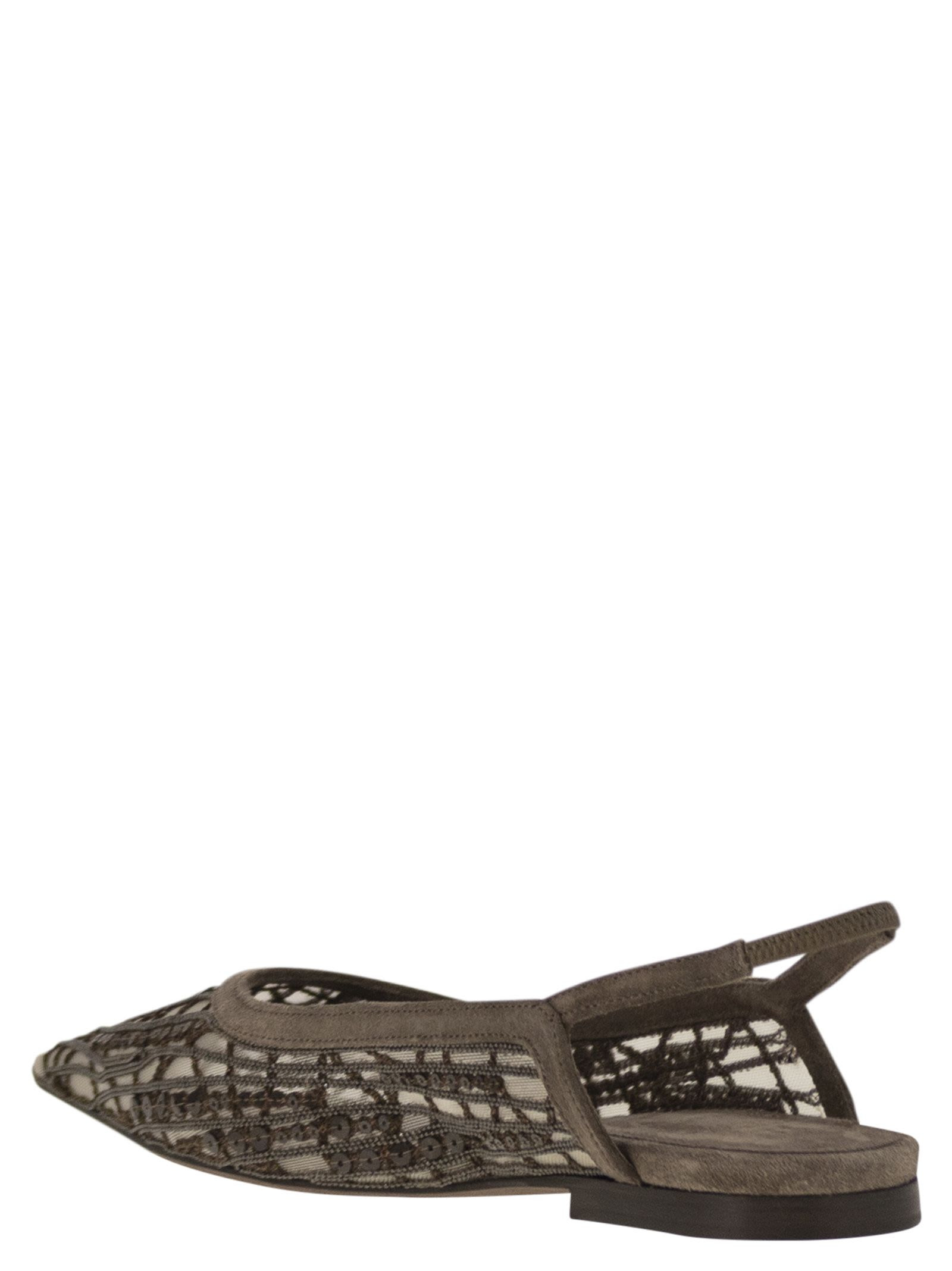 Brunello Cucinelli Women Sandal With Sparkling Abstract Embroidery In Suede - 3