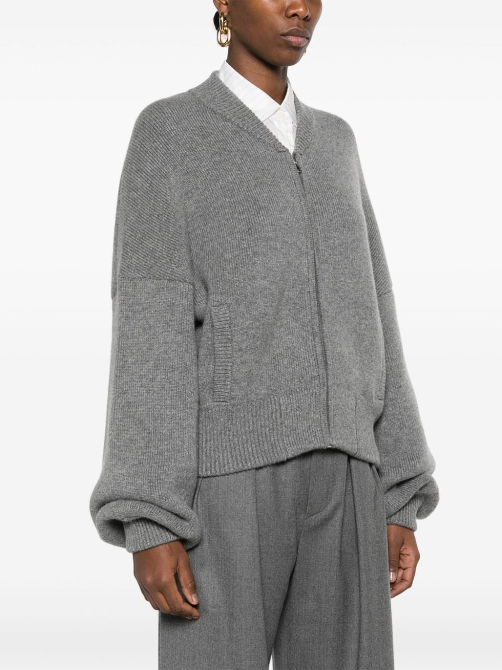 zip-up cashmere blend cardigan - 3