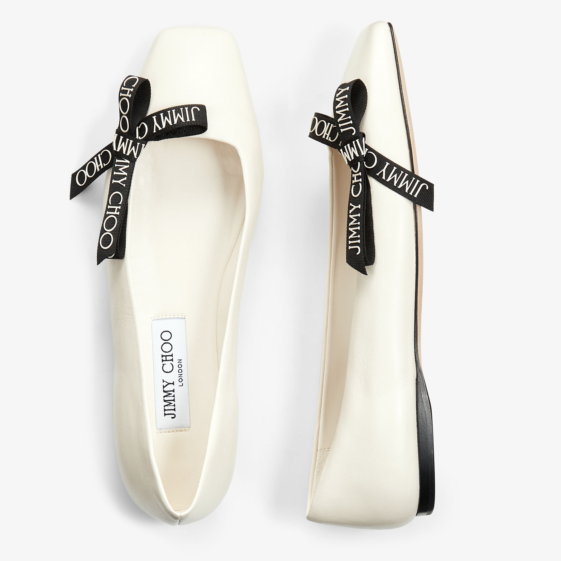 Veda Ballerina
Latte Nappa Leather Flat Ballerina Pumps with Jimmy Choo Bow - 5