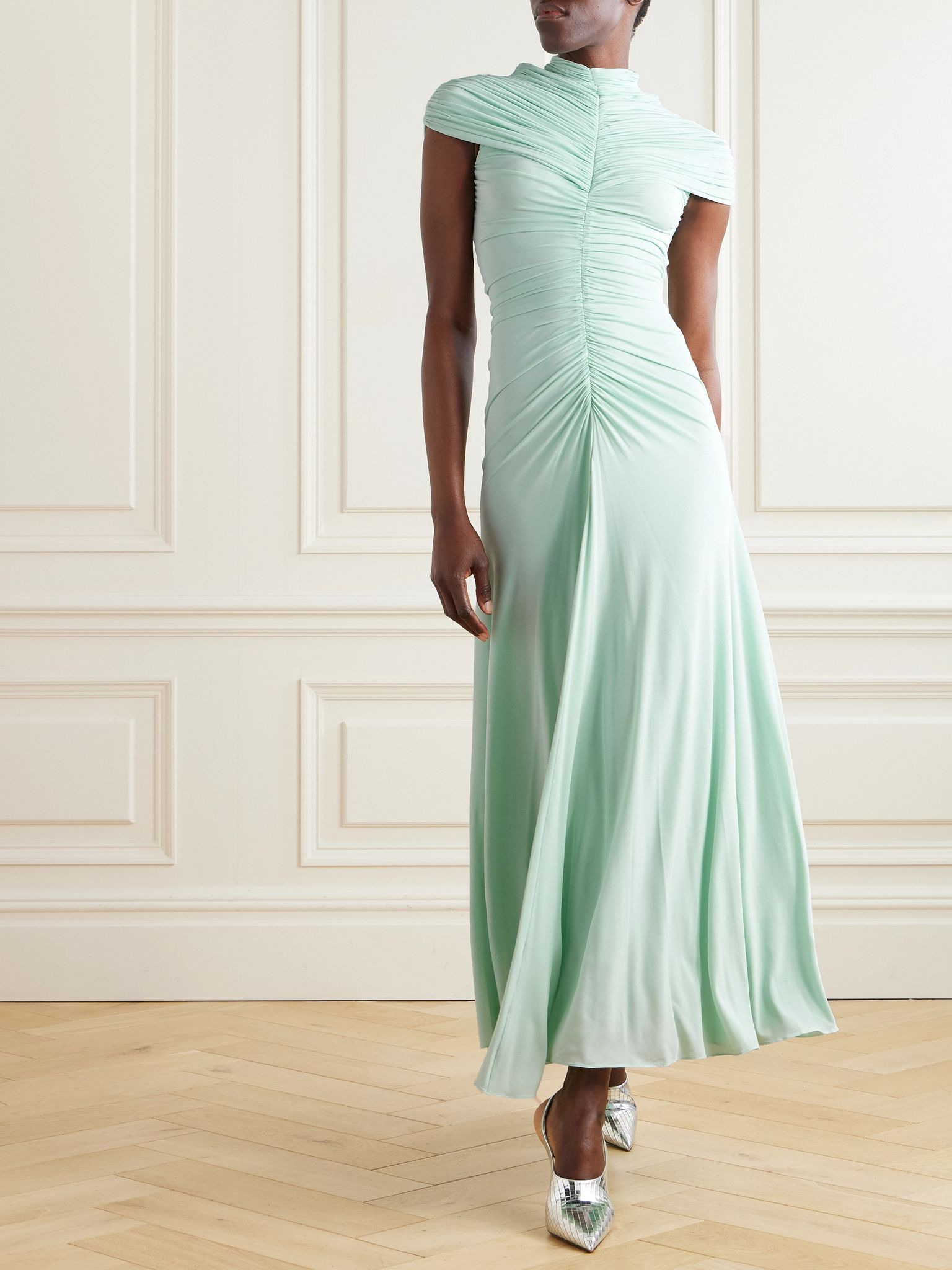 Ruched jersey midi dress Turquoise - 2