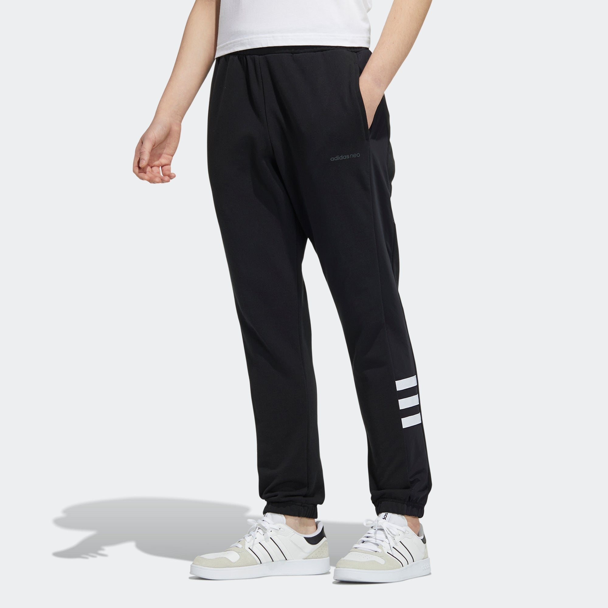 Men's adidas neo Sw Knt Wv Tp Athletics Running Bundle Feet Sports Pants/Trousers/Joggers Black H452 - 2