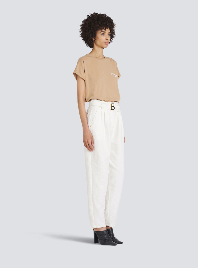 Boyfriend cut jeans with Balmain buckle monogram print 6