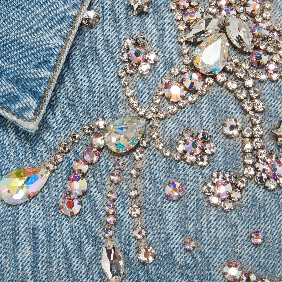 Denim vest with crystal trim - 4