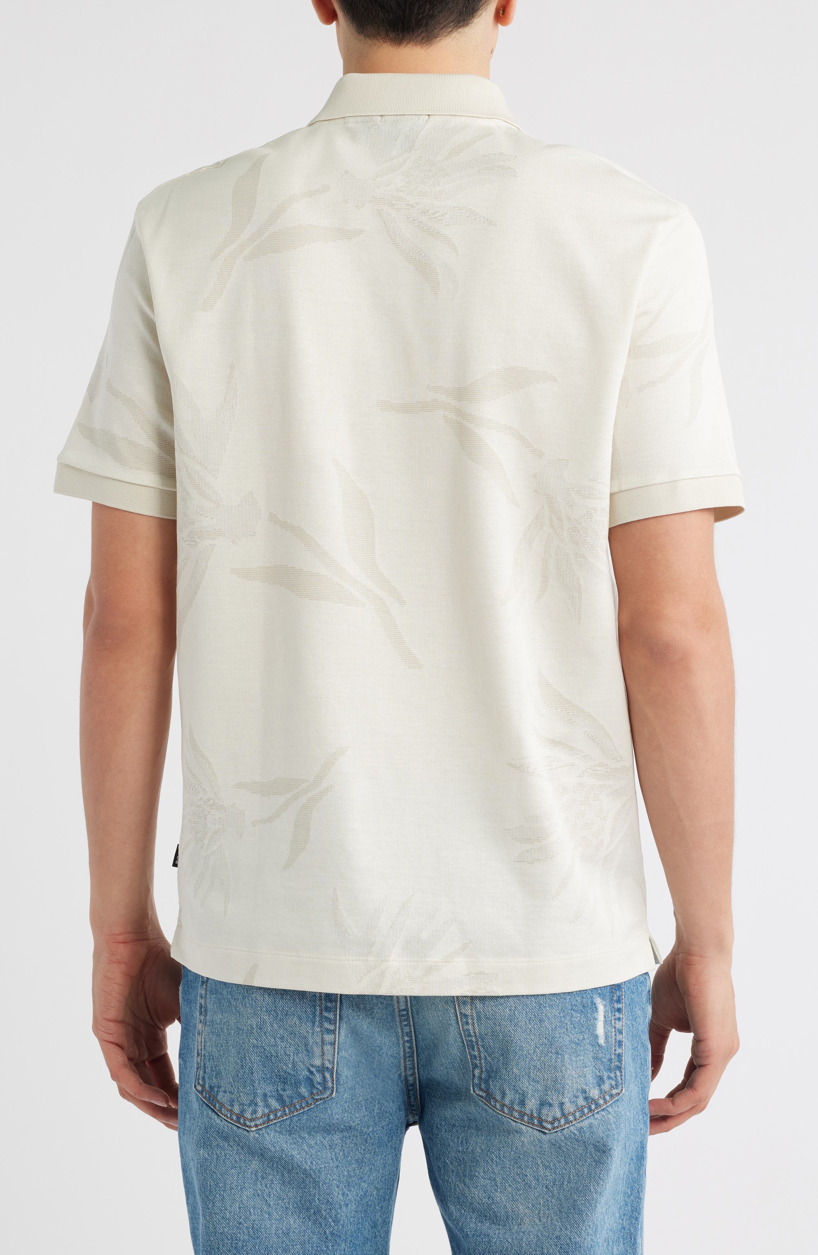 BOSS Parris Floral Jacquard Polo in Open White at Nordstrom - 2