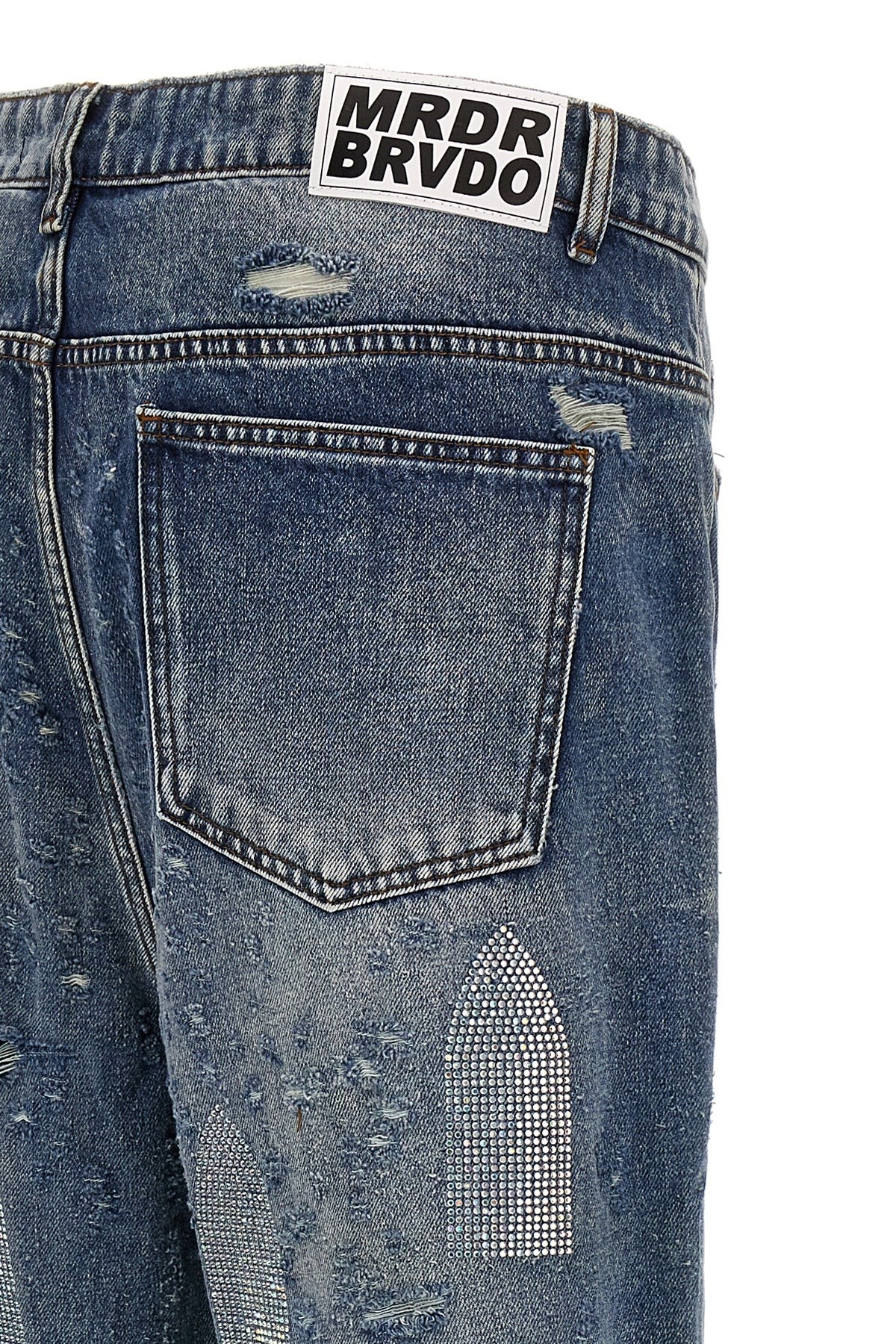 'Rhinestone Washed Denim' jeans - 4