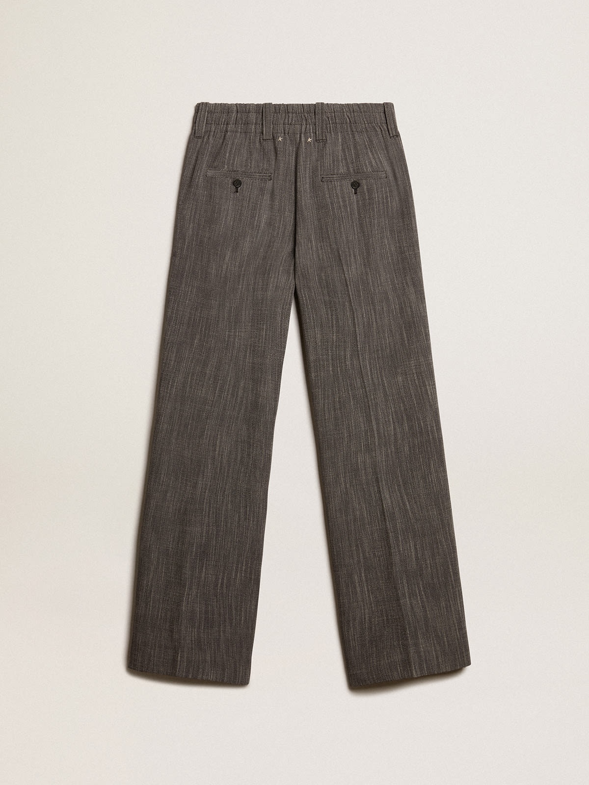 Women’s high-waisted pants in gray melange wool blend - 5