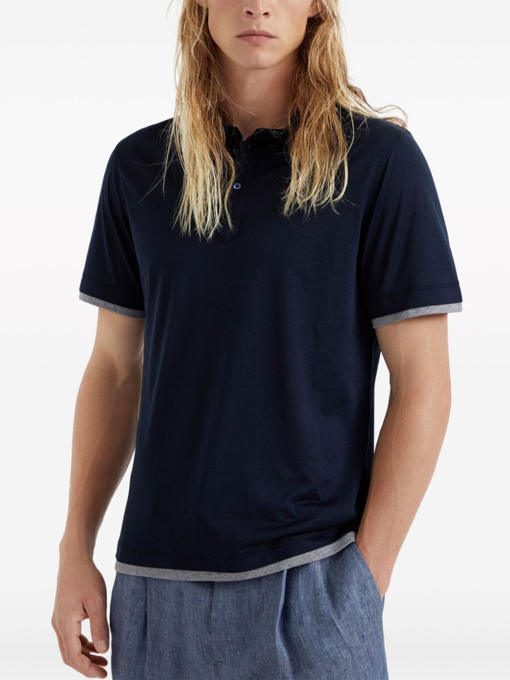 layered-effect polo shirt - 3