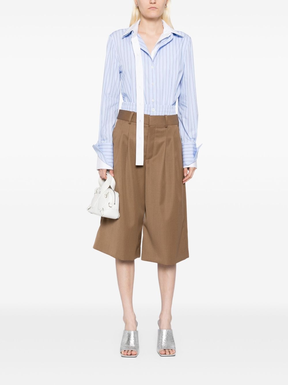 double-waistband wide leg shorts - 2