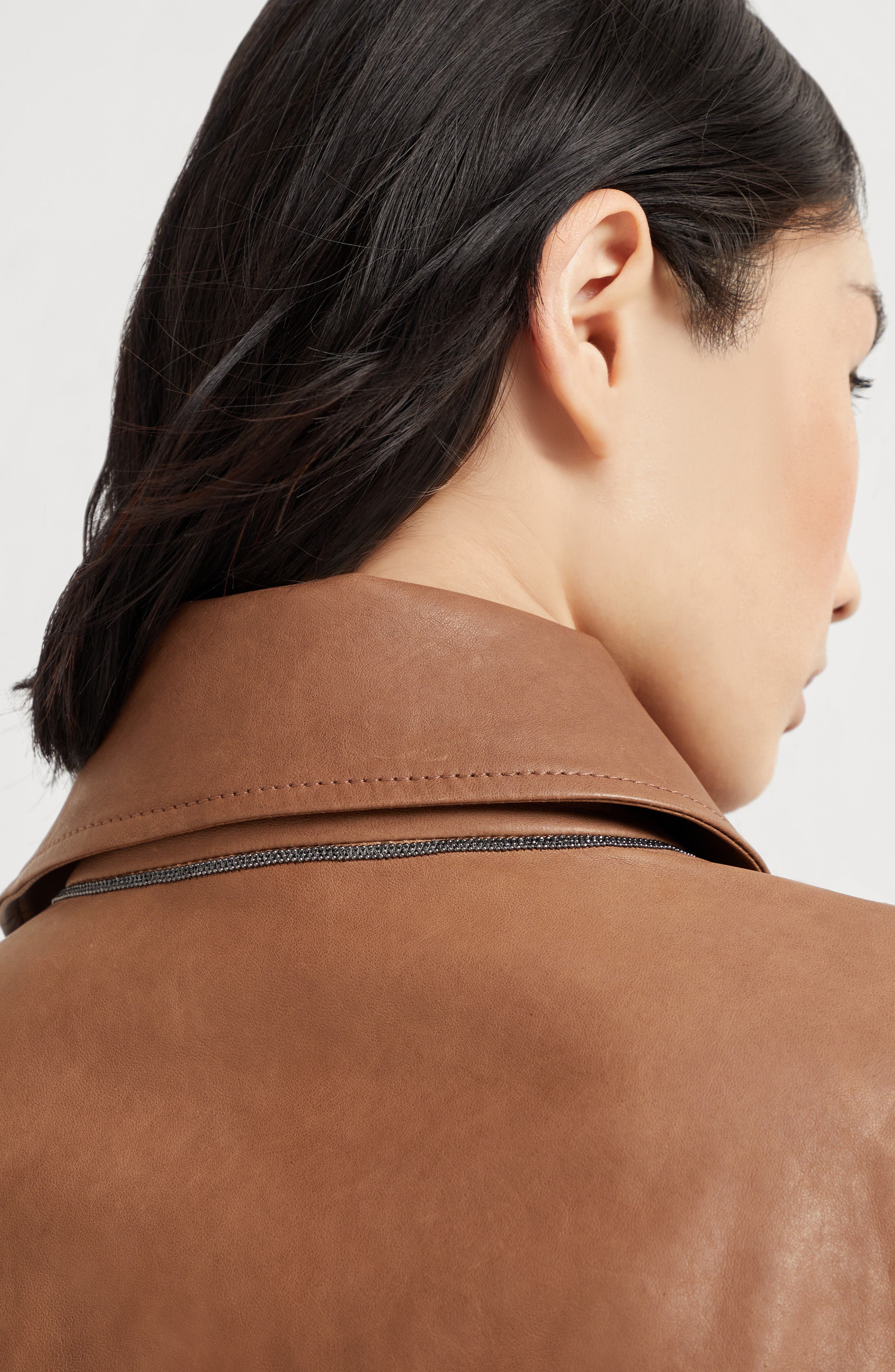 Brunello Cucinelli Vintage nappa Crop trenchcoat in Leather at Nordstrom - 4