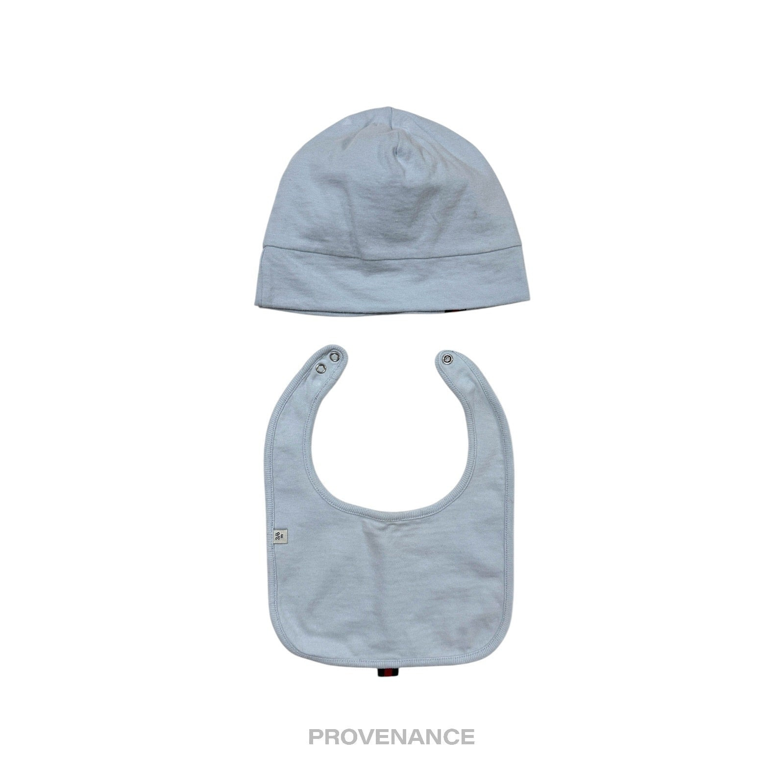 Gucci Web Baby Hat and Bib  Set - Powder Baby Blue 3/6m - 2