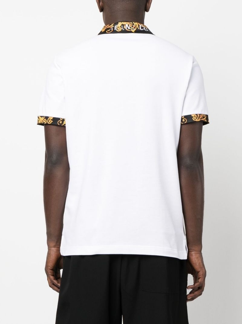 Barocco-print shirt-sleeve polo shirt - 4
