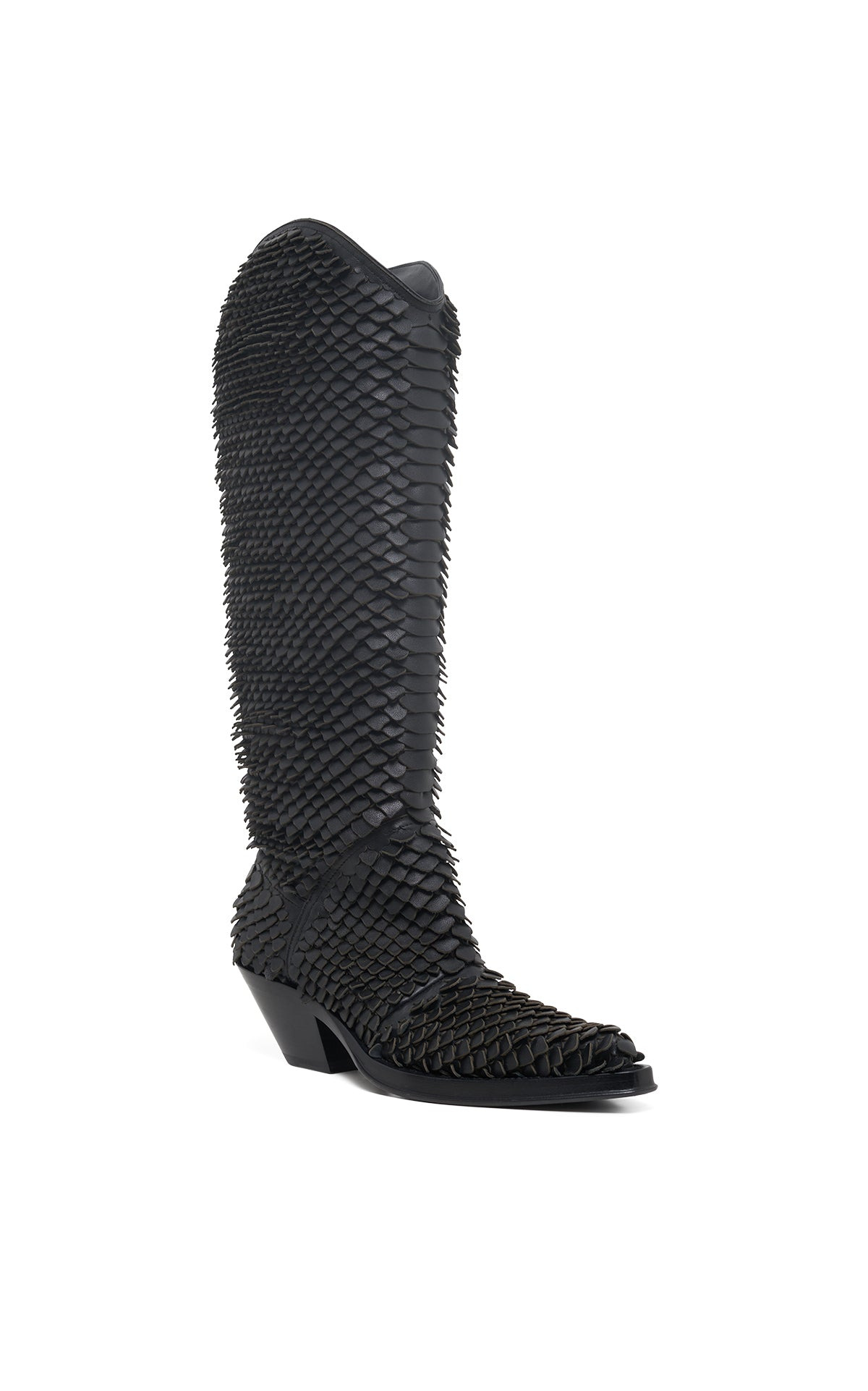 Capitana Cowboy Boot in Black Leather Snake Scales - 3
