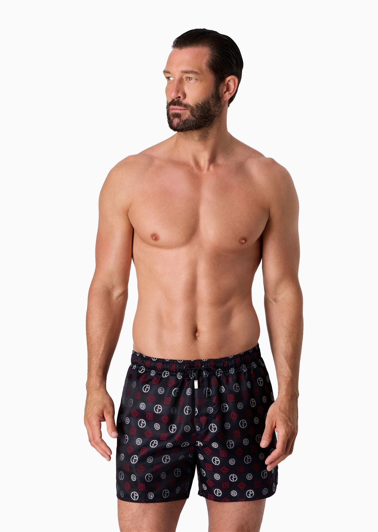 Swim trunks with an all-over logo jacquard - 2