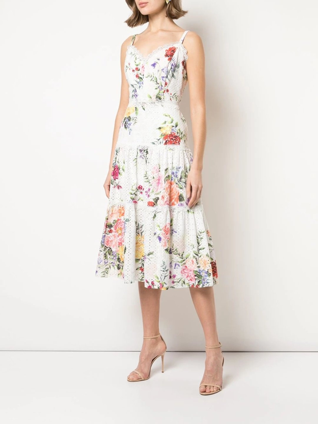 PRINTED SLEEVELESS EYELET MIDI - 1