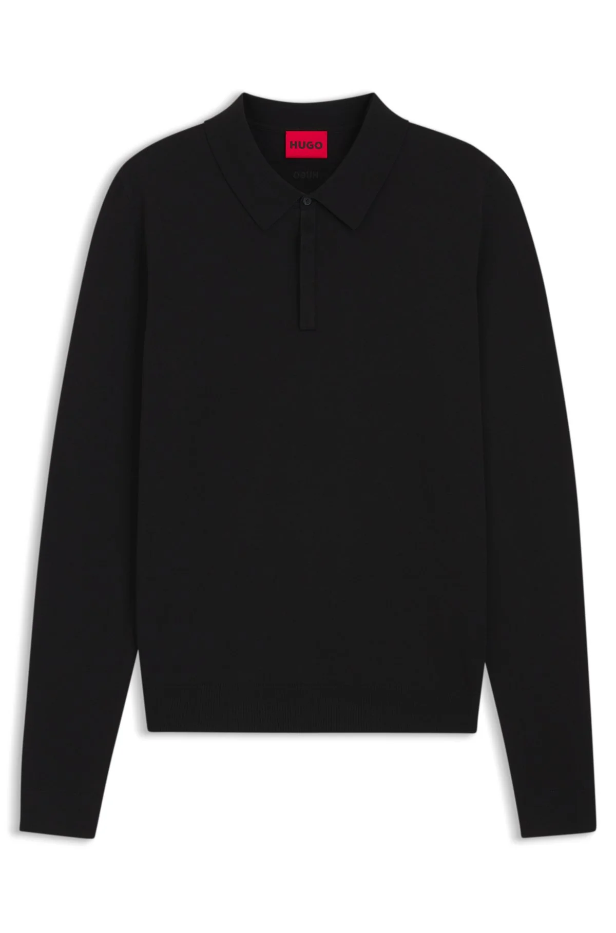 KNIT POLO SWEATER WITH CONCEALED PLACKET IN SLIM FIT - 1