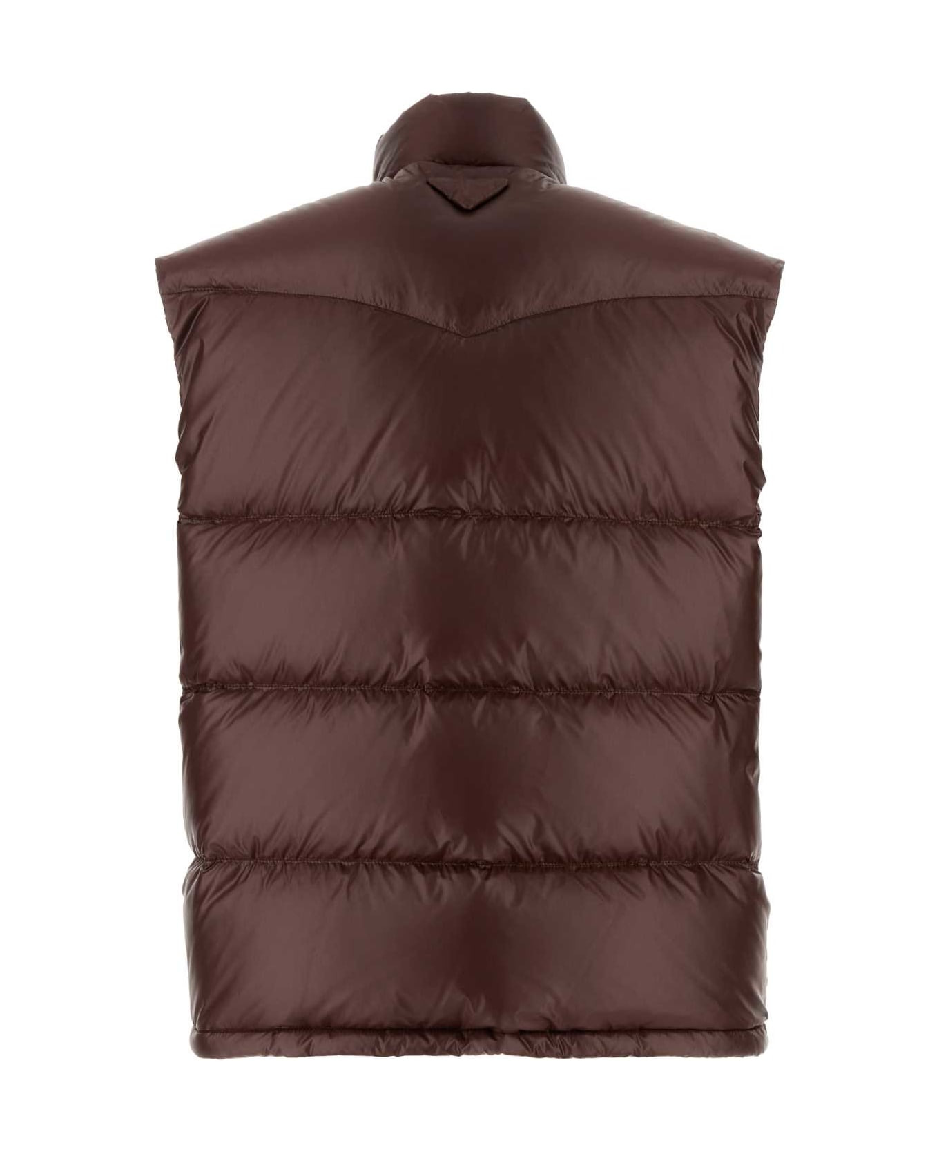 Chocolate Re-nylon Sleeveless Down Jacket - 2