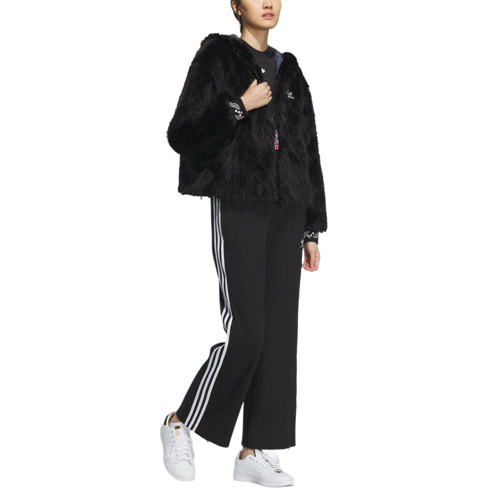 (WMNS) adidas Originals X Feifei Ruan CNY FUR Jackets Asia Sizing 'Black' IX4226 - 3