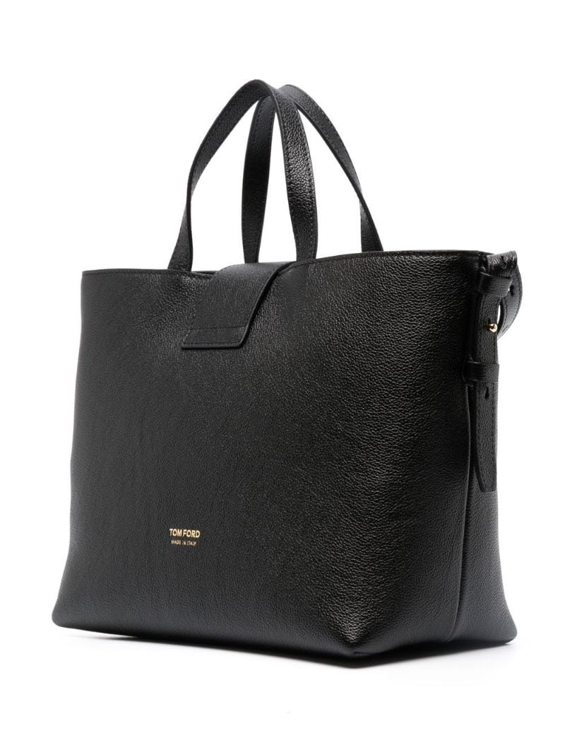 logo-plaque leather tote bag - 3