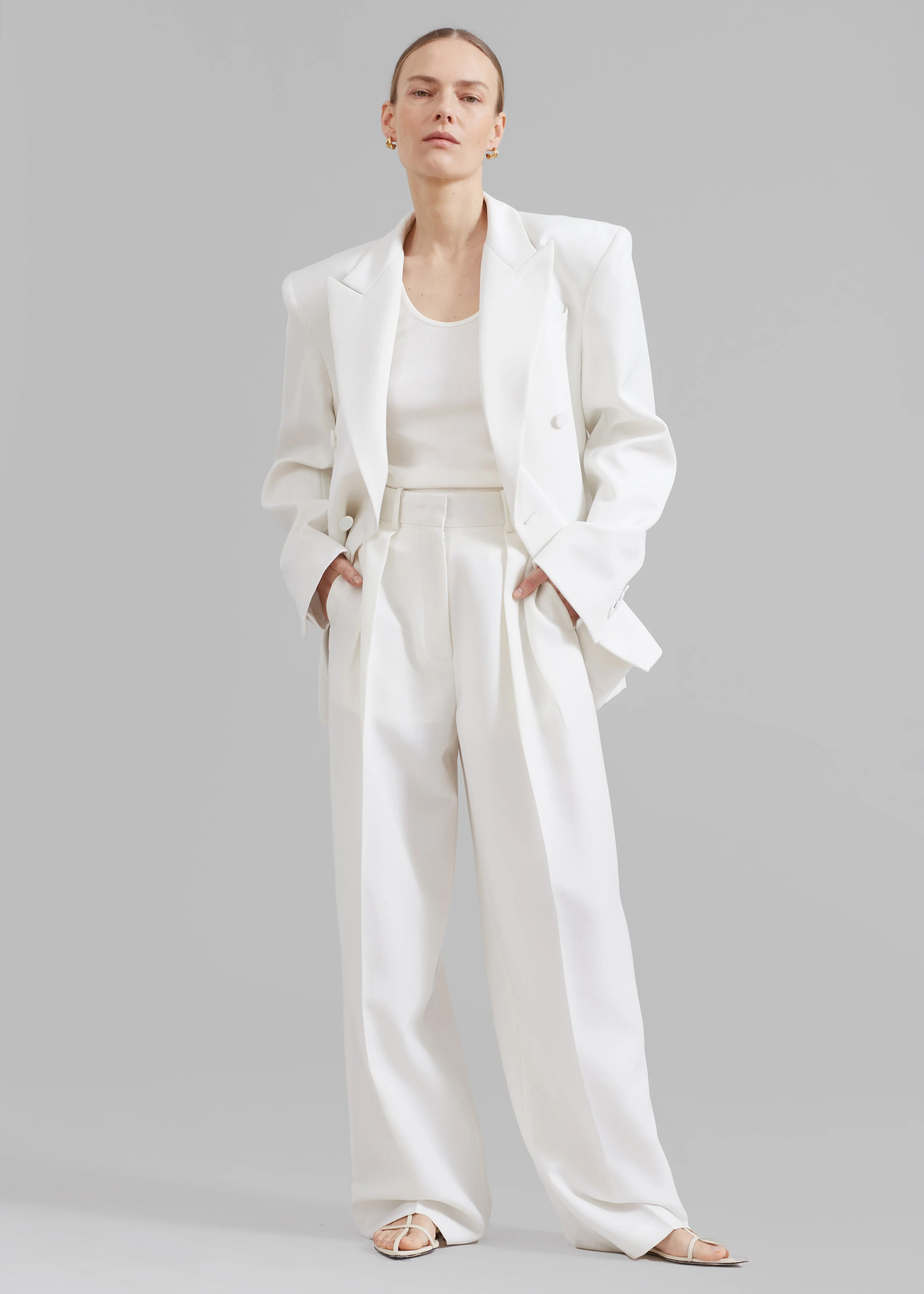 Zia Pintuck Trousers - White - 1