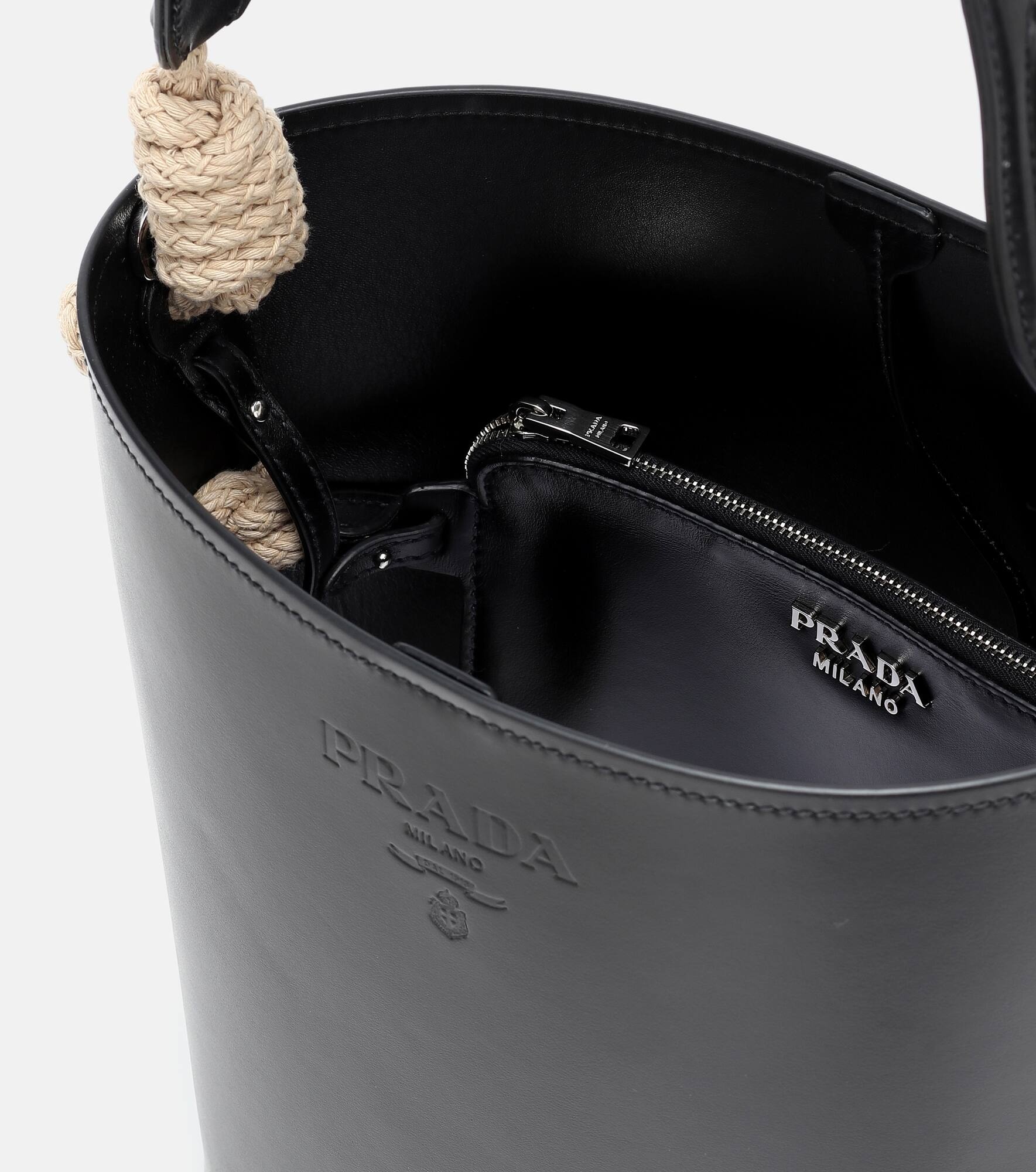 Tambour leather bucket bag - 3