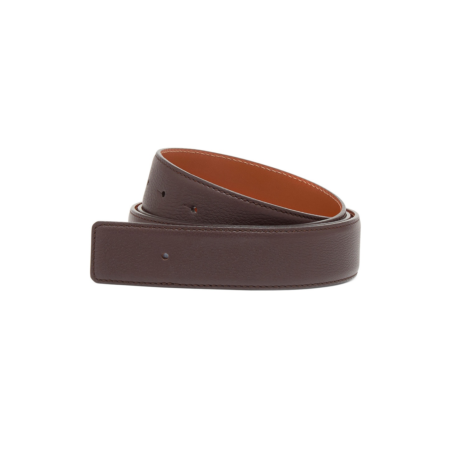 Dark brown tumbled leather belt strap - 1